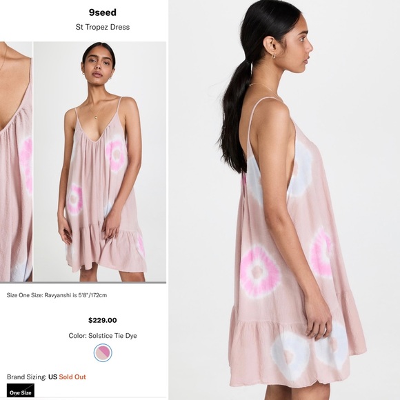 9seed St Tropez Solstice Tie Dye Dress Tiered Beachwear Cotton Gauze Boho Sun OS - Picture 16 of 16